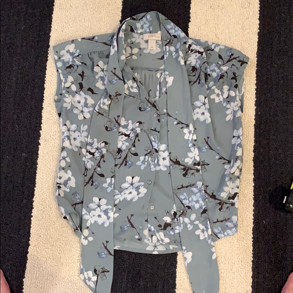 Ann Taylor LOFT Petite Collection XSP Tie Blouse